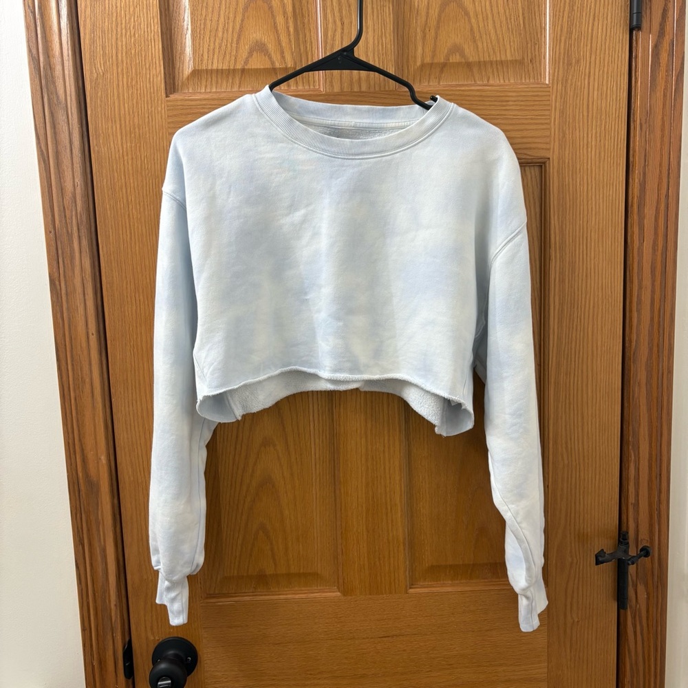 Aritzia TNA Cozy Fleece Tye Dye Cropped Crewneck Sweatshirt